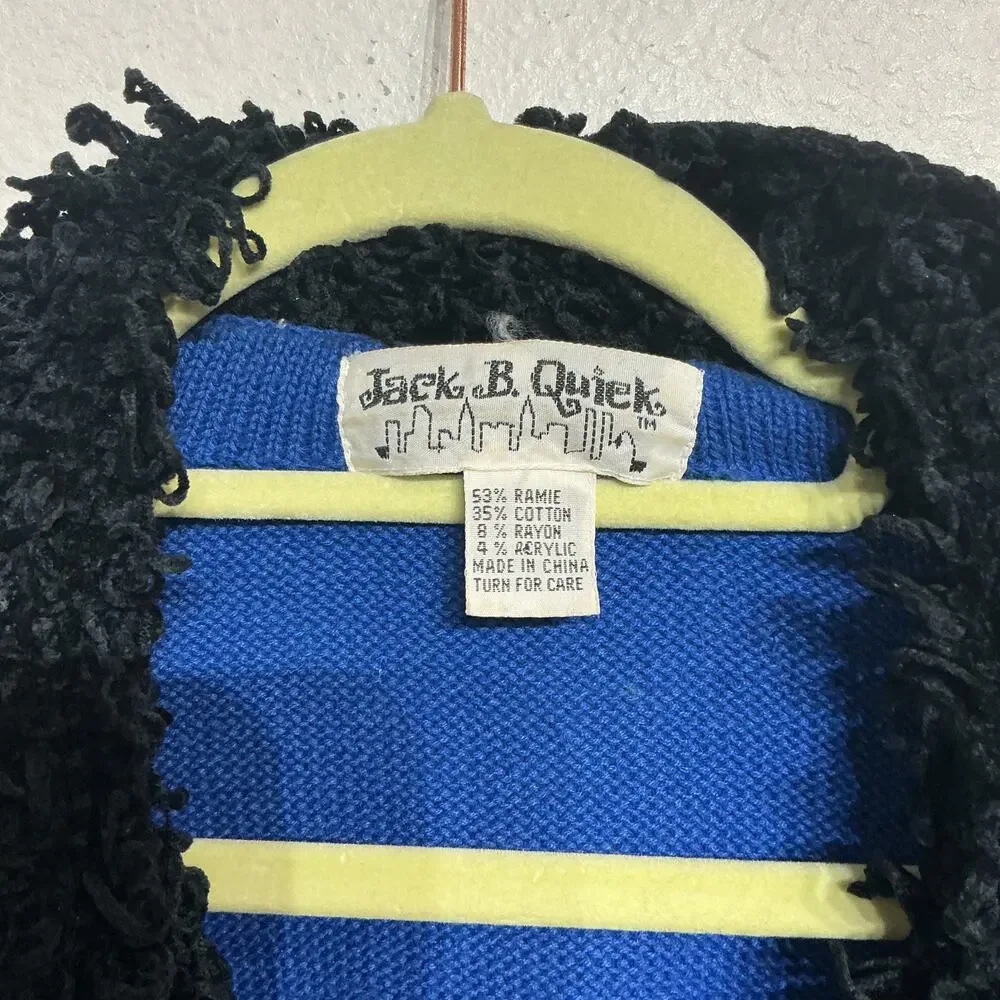 Jack B. Quick Blue Vintage Santa Cardigan Sz L